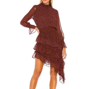 Misa x Revolve Savanna Dress In Mini Red Banana Leaf and Size Medium